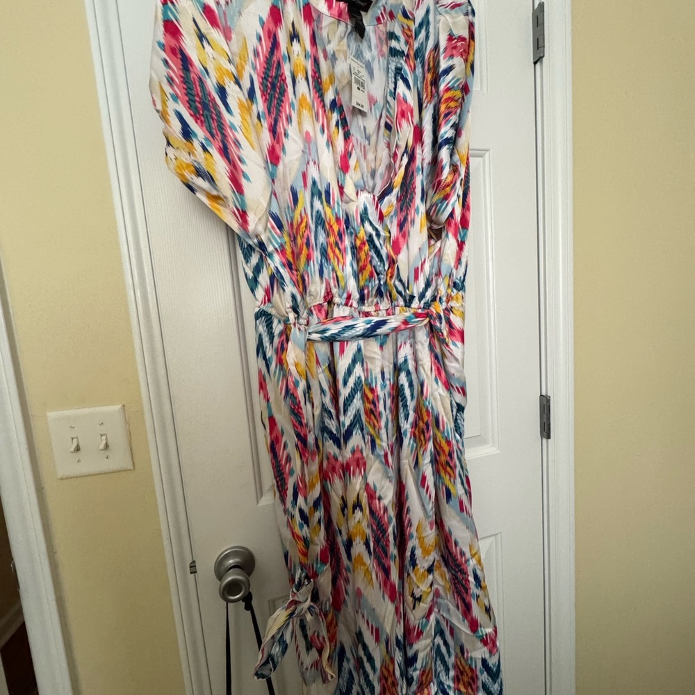 Ashley Stewart Multicolor Ikat Midaxi Dress